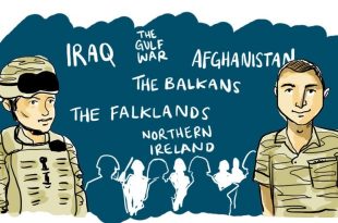 Drawing of two army men © Healthwatch Norfolk