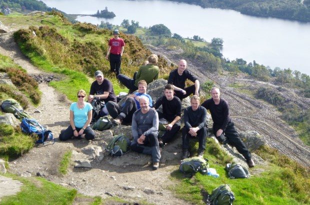 Participants on the Positive Futures programme on the hillside