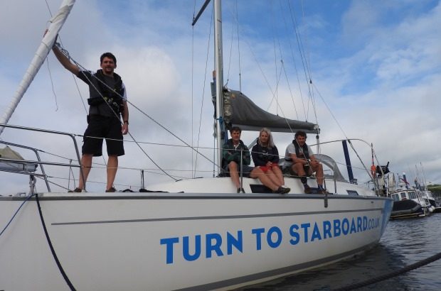 A crew of veterans on board Bluster, the charity’s sail training yacht, Copyright Turn to Starboard, All rights reserved